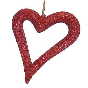   Red Glitter Asymmetrical Heart Christmas Ornament