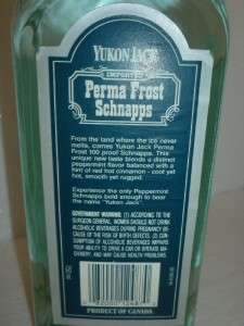 YUKON JACK PERMA FROST PEPPERMINT SCHNAPPS CANADIAN OLD  