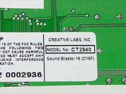 Creative Labs CT2940 Sound Blaster 16 bit sound card  