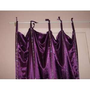  Tie Up Beaded Purple Curtain Set 84L