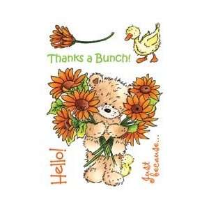 Popcorn The Bear Unmounted Rubber Stamp Set 4X6 Sheet   Thanks A Bunch 