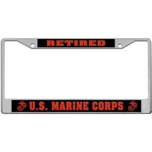 Retired   Marine Corps Custom License Plate METAL Frame from Redeye 
