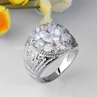 Flower Clear Cubic Zirconia Mens Thumb Ring One Size S11 Fashion 