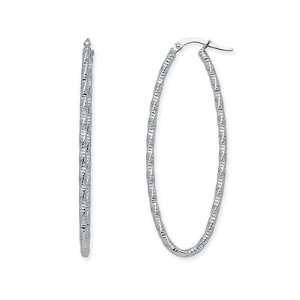  CleverEves 14K White Gold Euro Wave Hoop Earring 