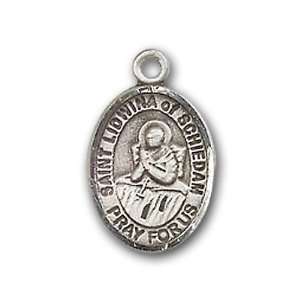   Badge Medal with St. Lidwina of Schiedam Charm and Godchild Pin Brooch