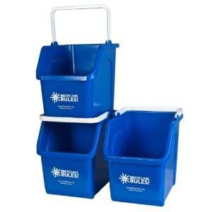  6 Gallon Blue Stackable Recycling Bin with handle   8 Pack 