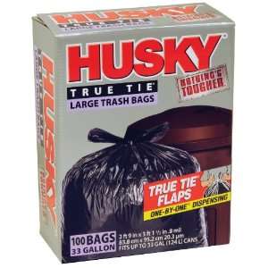  Husky 33 Gallon True Tie Trash Bags, Large: Patio, Lawn 