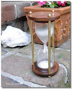 old HOURGLASS sand timer brass & wood NICE hour glass nautical time 
