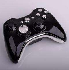 CUSTOM XBOX 360 BLACK AND & CHROME SILVER WIRELESS CONTROLLER SHELL 