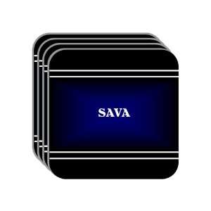 Personal Name Gift   SAVA Set of 4 Mini Mousepad Coasters (black 