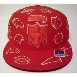  Size 7 5/8 Red NFL Logos Embroidered on Red Fitted Flat 