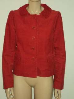 Womens J. CREW Red Corduroy Cotton Jacket Blazer Sz 2 XS  
