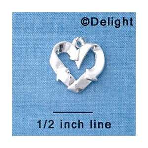  C3870 tlf   Silver Recycle Arrow Heart   Silver Plated 