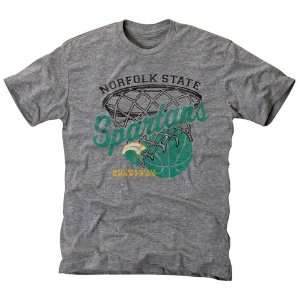   Norfolk State Spartans Hoop Tri Blend T Shirt   Ash