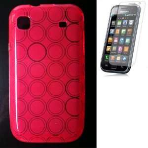 Pink Transparent Circle Design Gel Case+ Screen Protector for Samsung 