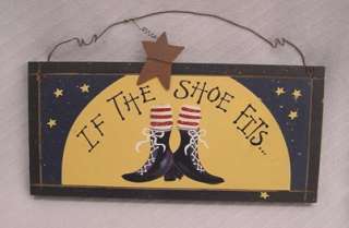 VINTAGE STYLE HALLOWEEN WITCH IF THE SHOE FITS PLAQUE  