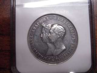 RUSSIA RUSSIAN MARRIAGE RUBLE/ROUBLE 1841 EXTREMELY RARE NGC XF 45 L 