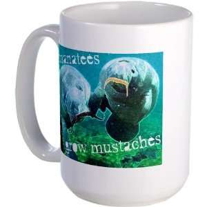  Mustache Manatee mug Humor Large Mug by  