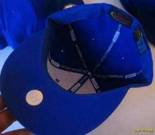   Premium HATCO Acrylic Twill Plain Solid Blue Hat Flat Brim Fitted CAP