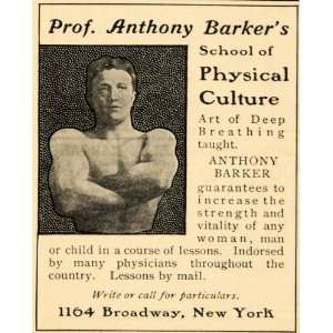  1901 Ad Prof Anthony Barker School Physical Culture 