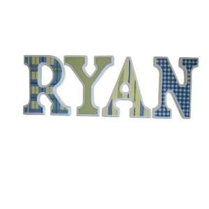    hand painted wooden letters block ryans patterns: Home & Kitchen