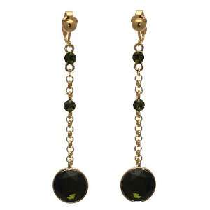  Reverence Gold Green Crystal Clip On earrings Jewelry