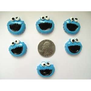  6 Xl Resin Cabochon Blue Cookies Monster Cellphones 