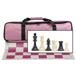  Quality Tournament Chess Set with Pink Canvas Bag   3.75 