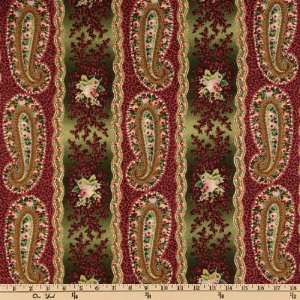  44 Wide Sally Rose Large Paisley Stripe Wine Fabric By 