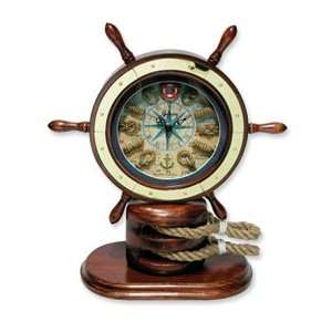  Catalina Ships Wheel with Rope Knot Accents Table Clock Jewelry