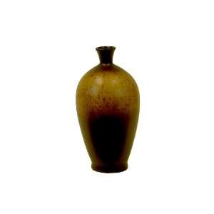  UTC 70725 2 Tone Brown Ceramic Vase with Red Distress 
