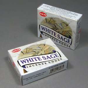  HEM White Sage Incense Dhoop Cones, Pair of 10 Cone Boxes 