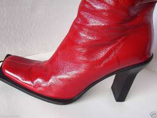 Roberto Rinaldi ankle boots heels red leather 38 7.5  