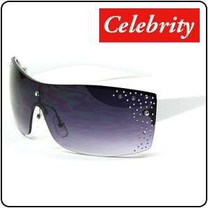 Rimless Modern Trendy Shield Womens Celebrity Sunglasses with Studs 