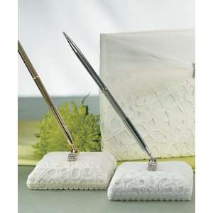  Bridal Tapestry Satin Wrapped Pen Set   Ivory Everything 