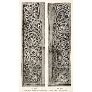  1889 Wood Engraving Door jambs Osstad Church Soetersdal 