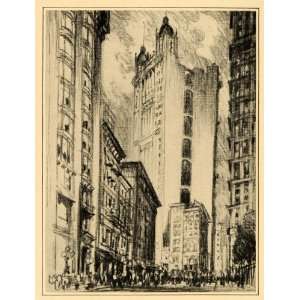  1909 Joseph Pennell Park Row Building New York Print 