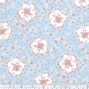  45 Wide Flirt Nosegay Medallions Blue Fabric By The Yard 