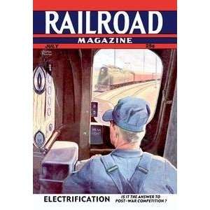  Vintage Art Railroad Magazine Electrification, 1944 