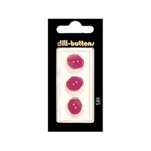 Dill Buttons 14mm 2 Hole Pink 3 pc (6 Pack)