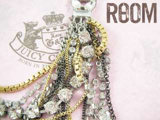 JUICY COUTURE LAYERED RHINESTONE NECKLACE DECO GLAM  