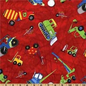  44 Wide Building Up Heavy Machinery Red/Multi Fabric By 