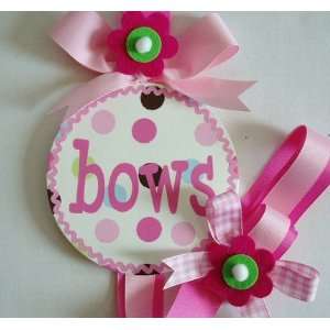    hand painted round wall hair bow holder   bows: Home & Kitchen