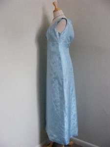 vtg 1960s Blue Satin ICE PRINCESS Party Maxi Dress & Coat Set XS/S 