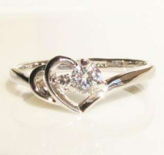   Heart Swarovski crystal Gold GP Ring engagement Promise christmas gift