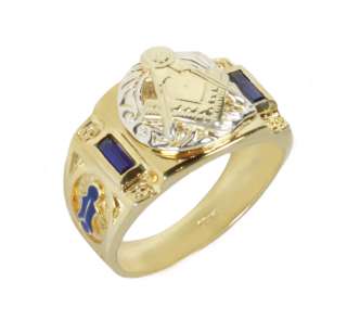 Mens Sterling Silver Gold Masonic Freemason Mason Ring  