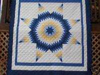 King Size Lone Star Quilt~ Navy Blue& Yellow 112x112  