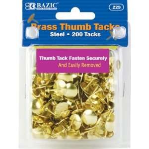  BAZIC Brass (Gold) Thumb Tack (200/Pack), CASE PACK 24 