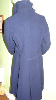 Vintage Cedarhurst Classics Ladies Navy Wool Trench Spy Coat & Scarf 