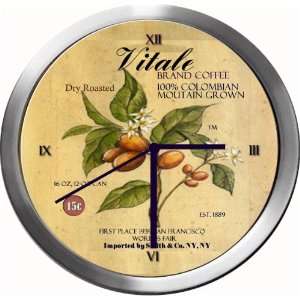  VITALE 14 Inch Coffee Metal Clock Quartz Movement Kitchen 